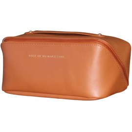 Bolsa de maquillaje de viaje, bolsas de cosméticos de gran capacidad para mujeres, bolsa portátil impermeable, bolsa de aseo, Marrón