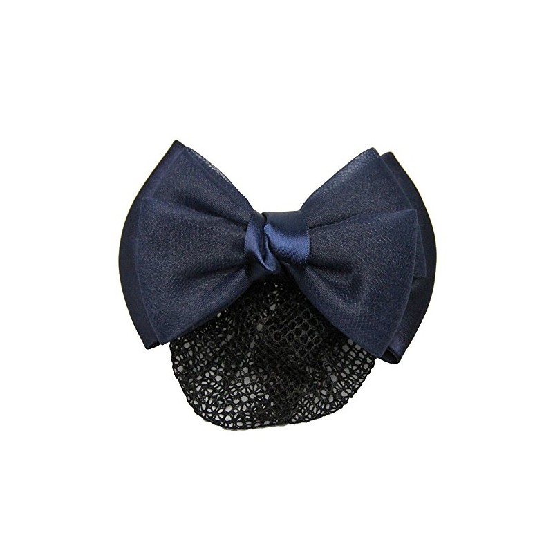 GLOBAL BOX Ribbon Barrette with Net Hair Bulk Chignon, navy