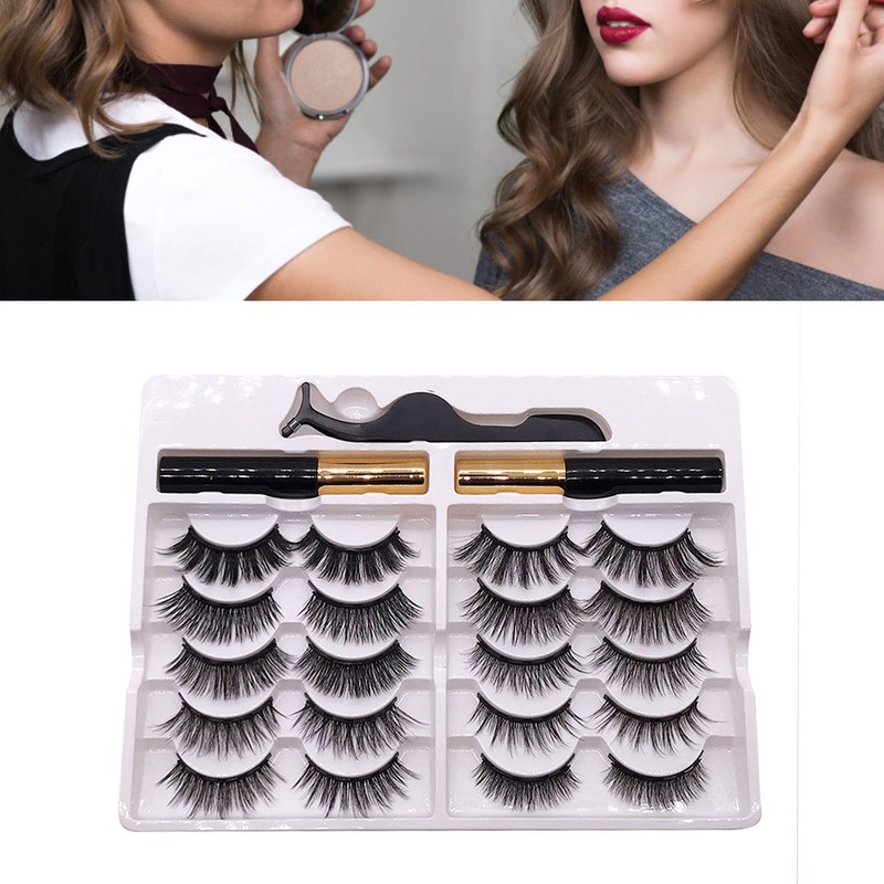 10 Pairs Magnetic False Eyelashes Waterproof Reusable Magnetic False Lashes