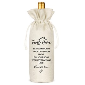 Socive First Home Wine Bag Gift, Pairs Well With a New Home, House warming Gift, New Home, Gift for Her, Him, New Home Owner Gift, Reusable Drawstring Wine Bag