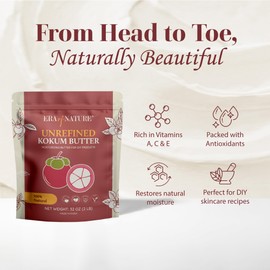 era of nature Kokum Butter - Fresh, Firm Butter, Use to Make Lotion Bars, Body Butters, Lip Balm, Soap, Sunscreens - Scent-Free, 32 oz (2lb)