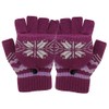 Atania Ladies Fairisle Fingerless Mitten Cap Gloves Purple
