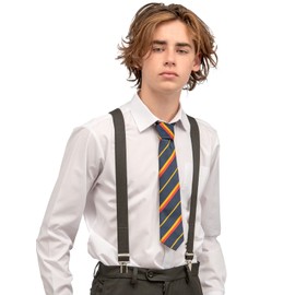 Junior/Childrens 5-12 yrs fully adjustable Elasticated Clip on 'Y' Braces/Suspenders - Black