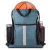 BeeGreen Blue Sport Cinch Bag String Backpack with Shoe Compartment
