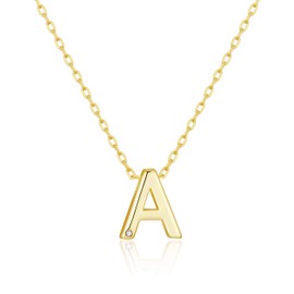 Philip Jones Gold Plated Initial Necklace Letter A Created with Zircondia® Crystals