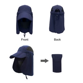 Surblue - Sombrero para el cuello con solapa para exteriores, protección UV, sombrero de ala ancha, secado rápido, UPF50+, para mujeres y niños, color azul oscuro