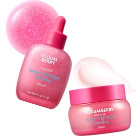 EQQUALBERRY NAD+ Peptide Boosting Serum & Cream Duo | Pink Cream for Anti-Aging, Firming & Lifting, Jawline, Neck, Décolleté | Korean Skin Care