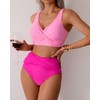 Fanuerg Women High Waisted Bikini Sets V Neck Cross Twist