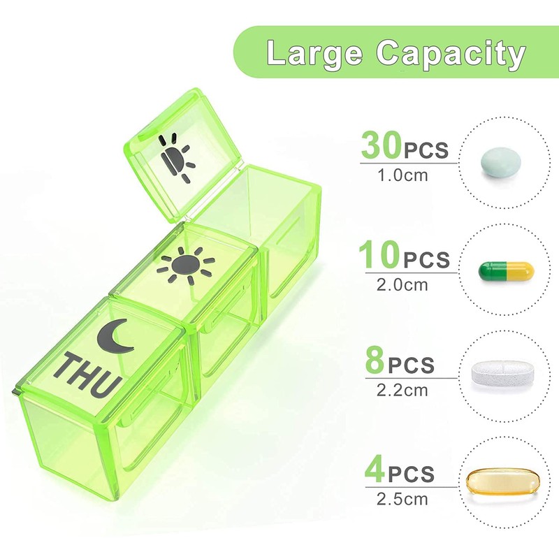 7 Day Pill Box Organiser 3 Times a Day, Large