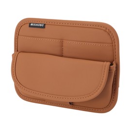 HEROFFIX Car Sunglasses Case Universal Car Visor Eyeglasses Holder Storage Box PU Leather Orange 21.5x16.5cm 1 Pcs