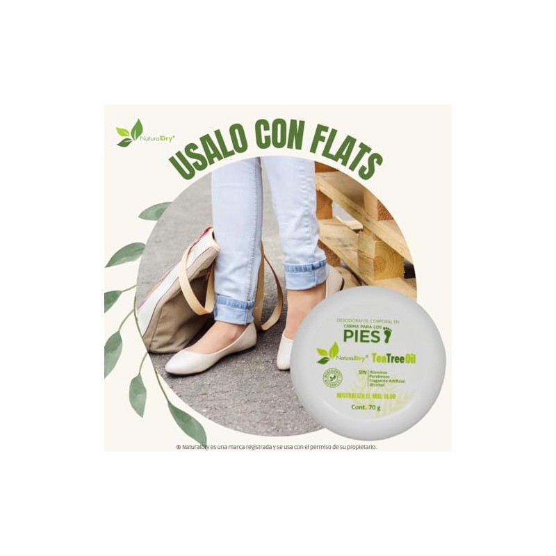NaturalDry Desodorante para PIES - 100% Natural - Aceite esencial