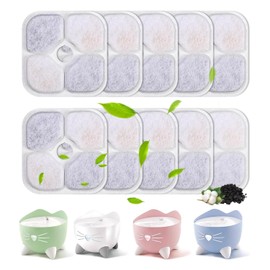 Yulado Filter Cat Fountain, Pack of 10 Drinking Fountain Filter for 2.5 L Drinking Fountain for Cat, Replacement Filter, Triple Filter System, Cat Water Fountain Filter, Compatible with Pixi Pet