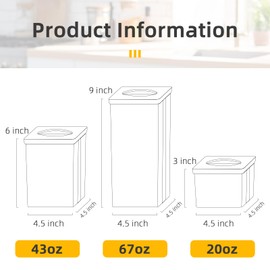 Ghpaottc Airtight Food Storage Container with Lid，set of 3 Airtight Easy Open Spiral Lock Top, Stackable PET Canister for Rice Sugar Flour Protein Powder, Plastic Kitchen Pantry Organizer