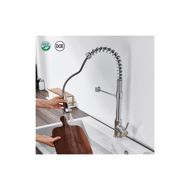 Kitchen Faucet Head Replacement with 15 Adapters, 3 Function Pull