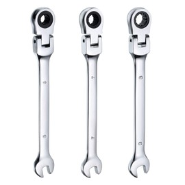 HARFINGTON 3pcs Flex-Head Ratcheting Wrench 6/7/8mm 180° Rotating Head Metric Ratchet Combination Wrenches 72-Teeth Chrome Vanadium Steel Open End Ratchet for Fasteners Nut Bolt