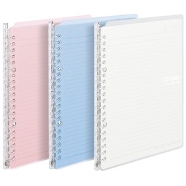 KOKUYO Campus Easy-Carry Slim Binder Smart-Ring B5 26-Ring Set OF 3 (Light Pink, Light Blue & Clear, B5)