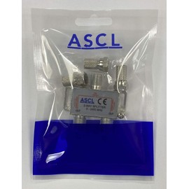 ASCL 2 Way Indoor TV Aerial Splitter with F Plug - Silver