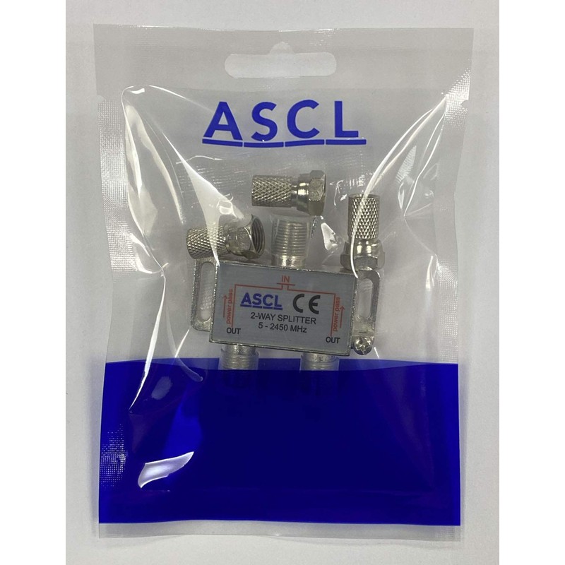 ASCL 2 Way Indoor TV Aerial Splitter with F Plug