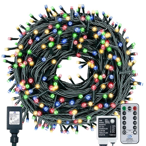 Decute 500 LED Christmas String Lights 164FT Long Tree Lights Connectable with Remote,8 Modes &Timer Outdoor Indoor Multi-Color Twinkle Starry Lights for Halloween Patio Garden Wedding Party Decor