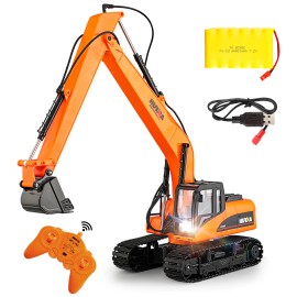 1/14 Scale HUINA 1551 RC Alloy Excavator Model 15 Channel 2.4Ghz Remote Control Metal Construction Truck ToysSize: 575mm * 195mm * 255mm, Color: Orange