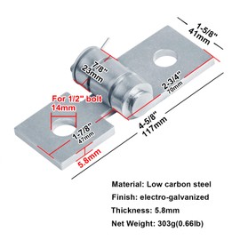 heneng 6 Pcs 2 Hole Adjustable Hinge Bracket for 1-5/8" Strut Channel, 7/32" Thick Strut Hinge,4-5/8" x 1-5/8"