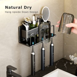 Toothbrush Holders, Tooth Brushing Holder for Shower Organizer, Toothbrush Holder Wall Mounted, Shower Organizer, Electric Toothbrush Holder for Bathroom Countertop Space Saving (Grey 3)