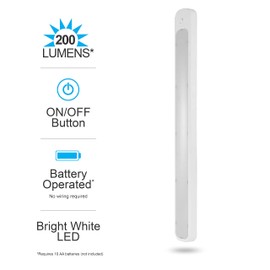 GE Under Cabinet Light, 24 Inch, Wireless, Battery Operated, 200 Lumens, Tap Light, Bright White LED Closet Light, Night Light for Kitchen, Closet, and More, 58158-T1