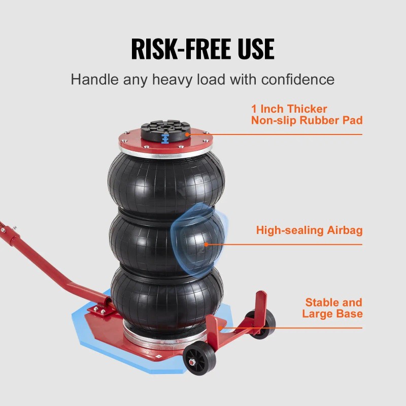 3 Ton/6600 Lbs Triple Bag Air Jack Fast 3-5s Lifting