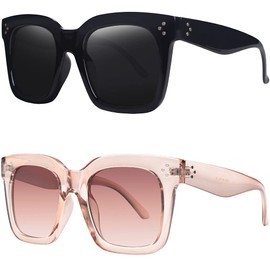 TAOTAOQI Vintage Women Oversized Sunglasses Designer Luxury Square Sun Glasses UV400 Protection Flat Lens