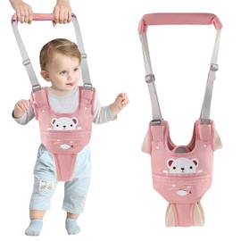 Ocanoiy Baby Walking Harness Handheld Baby Walker Assistant Belt Adjustable Toddler Infant Walker Safety Harnesses Standing Up and Walking Learning Helper with Detachable Crotch for 9-24 Month (Pink)