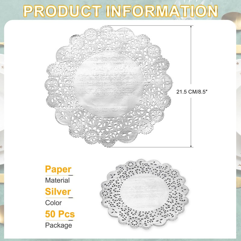 sourcing map 50 Pcs Round Paper Doilies, 8.5 Inch Disposable