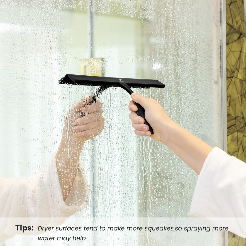 Shower Squeegee for Glass Doors, 11-Inch Silicone Squeegee with Non-Slip