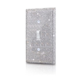 Gaocai Shiny Silver Rhinestones Wall Plates Light Switch Cover Plate Decorative Wall Plate Single Toggle