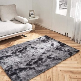 Calore Area Rugs for Living Room Bedroom Kids Room Nursery Soft Shaggy Comfy and Fluffy Rug Modern Carpet Anti-Skid Rugs Indoor Floor Mat Home Decor (Black Grey,2.7×4 feet)