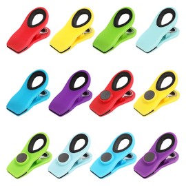 12 Pack Chip Clips, Magnetic Bag Clips with Airtight Seal for Chips, Bread, Snacks, Fridge Organizer Kitchen Storage Clips Multicolor