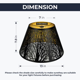 Medium Lamp Shade, ALUCSET Barrel Metal Lampshade with Pattern of Trees Lampshade for Table Lamp, 7x13x7.8 inch, Metal Lampshades, Spider
