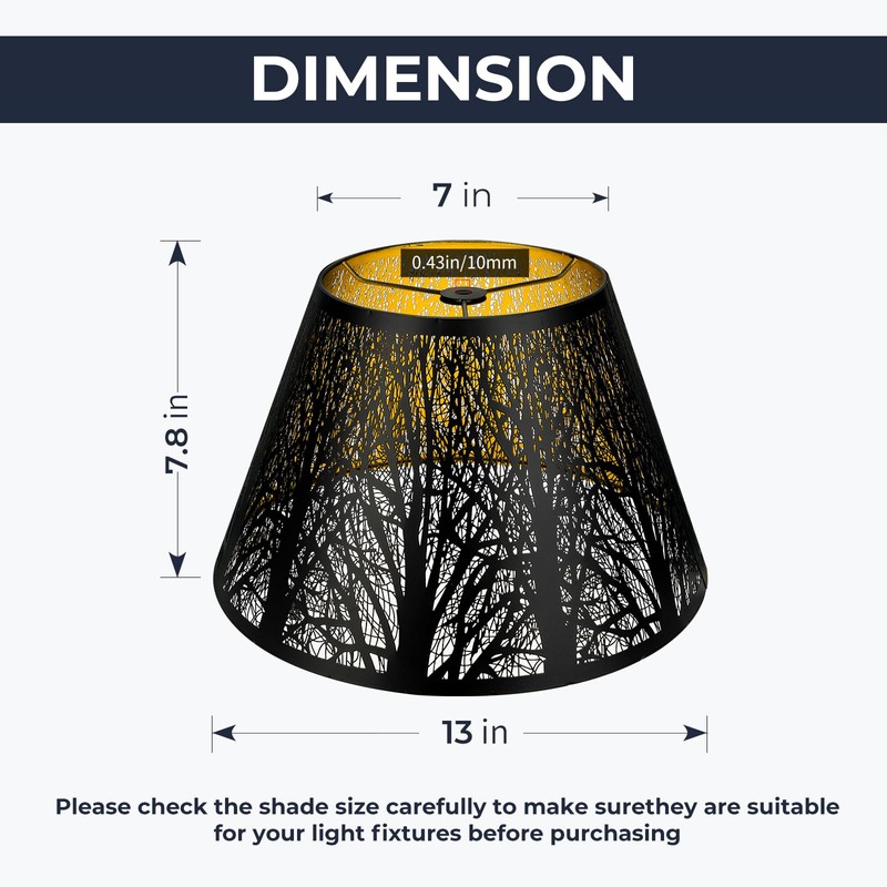 Medium Lamp Shade, ALUCSET Barrel Metal Lampshade with Pattern of