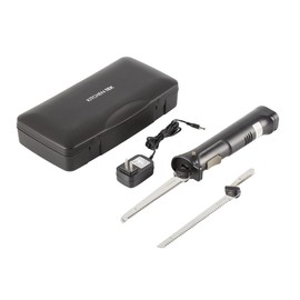 Restaurantware-Kitchen Tek Electric Knife Set, 1 Electric Knife With Motorized Handle - Includes 1 Bread and 1 Carving Tool, 1 Case, Black Plastic Food Cutter With Stainless Steel Blades