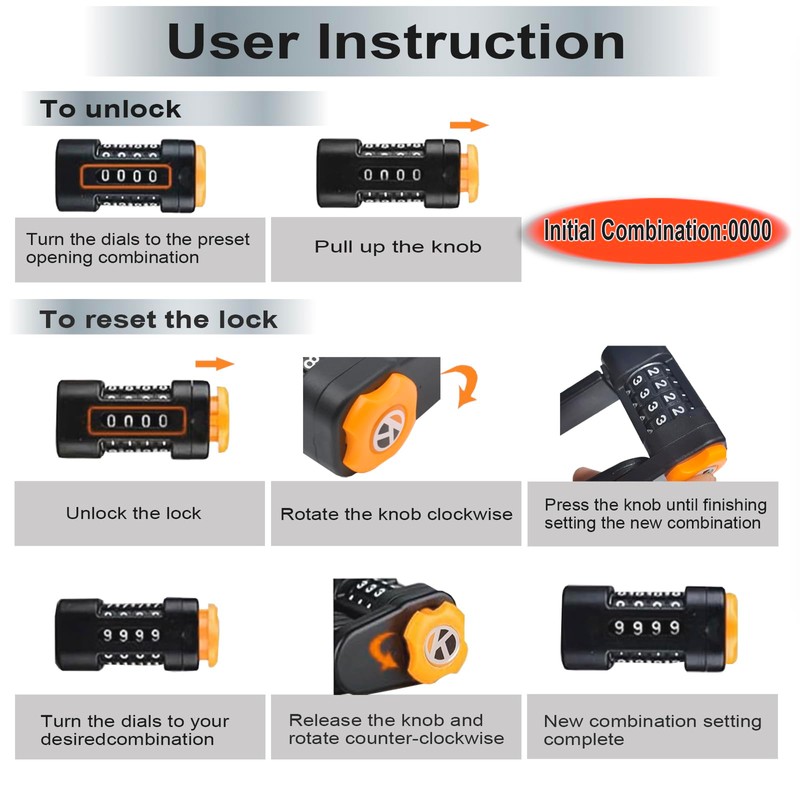 Foldable Bike Lock with Mount Bracket, 4-Digit Combination Anti Theft
