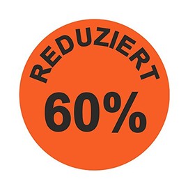 Reduced 60% Action Labels, Diameter 30 mm, Bright Red, Pack of 1,000