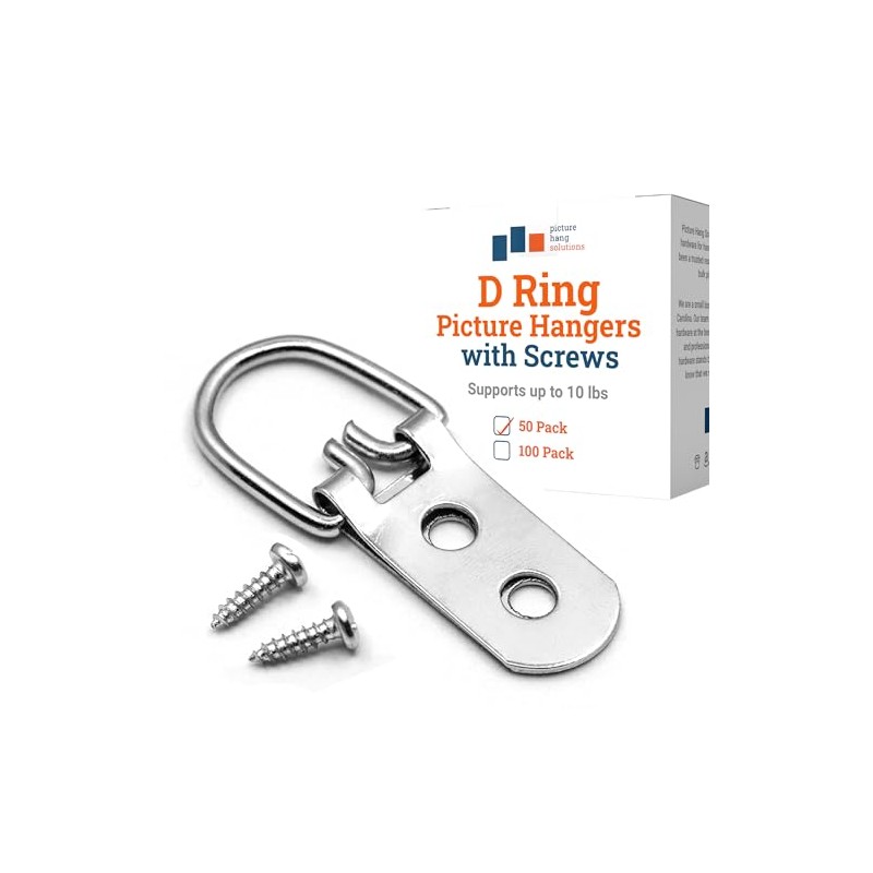 PHS Heavy Duty D Ring Picture Hangers - 50 Pack
