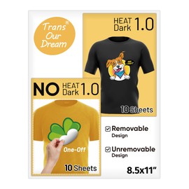TransOurDream No Heat Transfer Paper for T Shirts (10+10 Sheets, 8.5x11", Mix Pack) Iron on Transfer Paper for Inkjet Printer & No Printable Heat Transfer Vinyl for Dark Fabrics