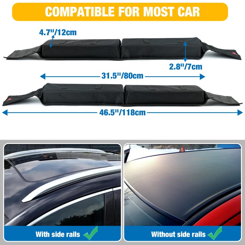 AUTOXBERT Universal Foldable Car Roof Rack Soft Pads With Straps
