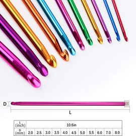 Crochet Hook Set, 11pcs Tunisian Crochet Hooks Set Long Crochet Needles for Crocheting 2mm(B)-8mm(L), Knitting & Crochet Supplies Tool Set for knit small items like coasters, hot pads, wash cloths