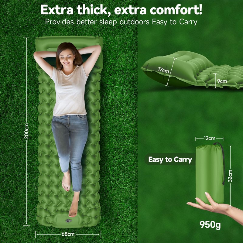 BITIWEND Camping Mat Self Inflating Sleeping Pad 200x68cm Ultralight Air