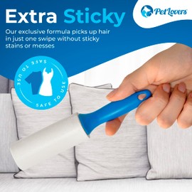 PetLovers Extra Sticky Mini Lint Roller 6 Pack of Refills Only - No Handle Included - 50 Sheets Per Refill 300 Sheets Total