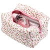 Healeved Floral Makeup Organizer Bag Portable Toiletry Case Zipper Closure