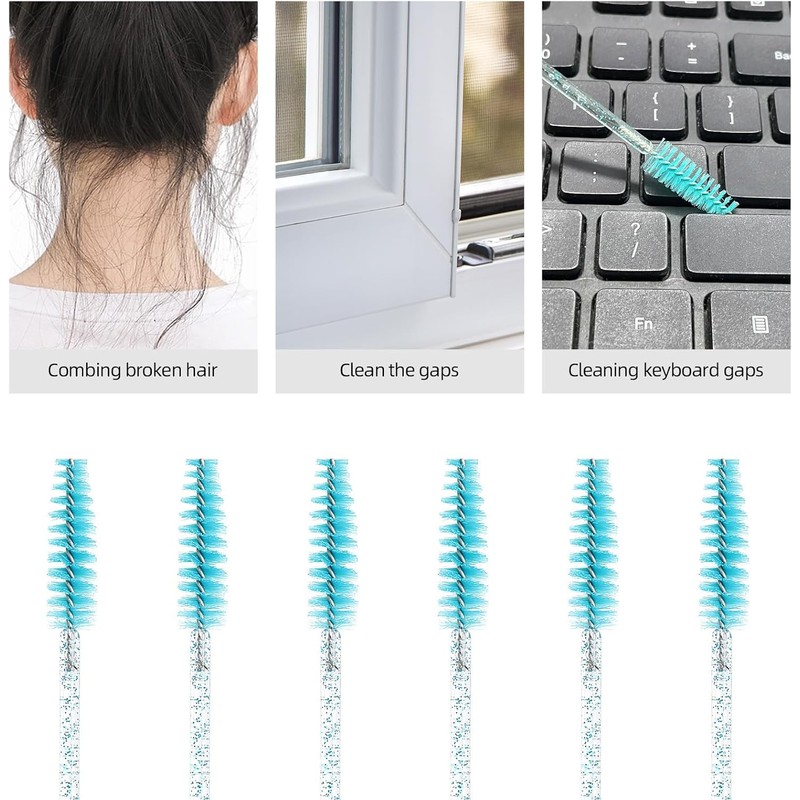 Tbestmax 50 Pcs Varitas de Mascara Desechables, Cristalino Ceja Spoolies