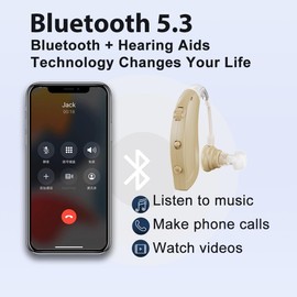 Hearing Aids, Hearing Aids for Seniors with Bluetooth Noise Cancellation, Rechargeable Hearing Amplifier for Hearing Loss, Support for Phone Calls Music Listening