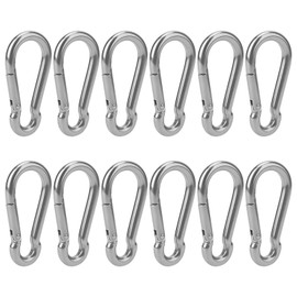 ZEONHAK 12 PCS M8 Stainless Steel Snap Hook, 80 x 40mm 304 Stainless Steel Spring Clip, Carabiner Hooks Snap Connector for Outdoor Camping, Fishing